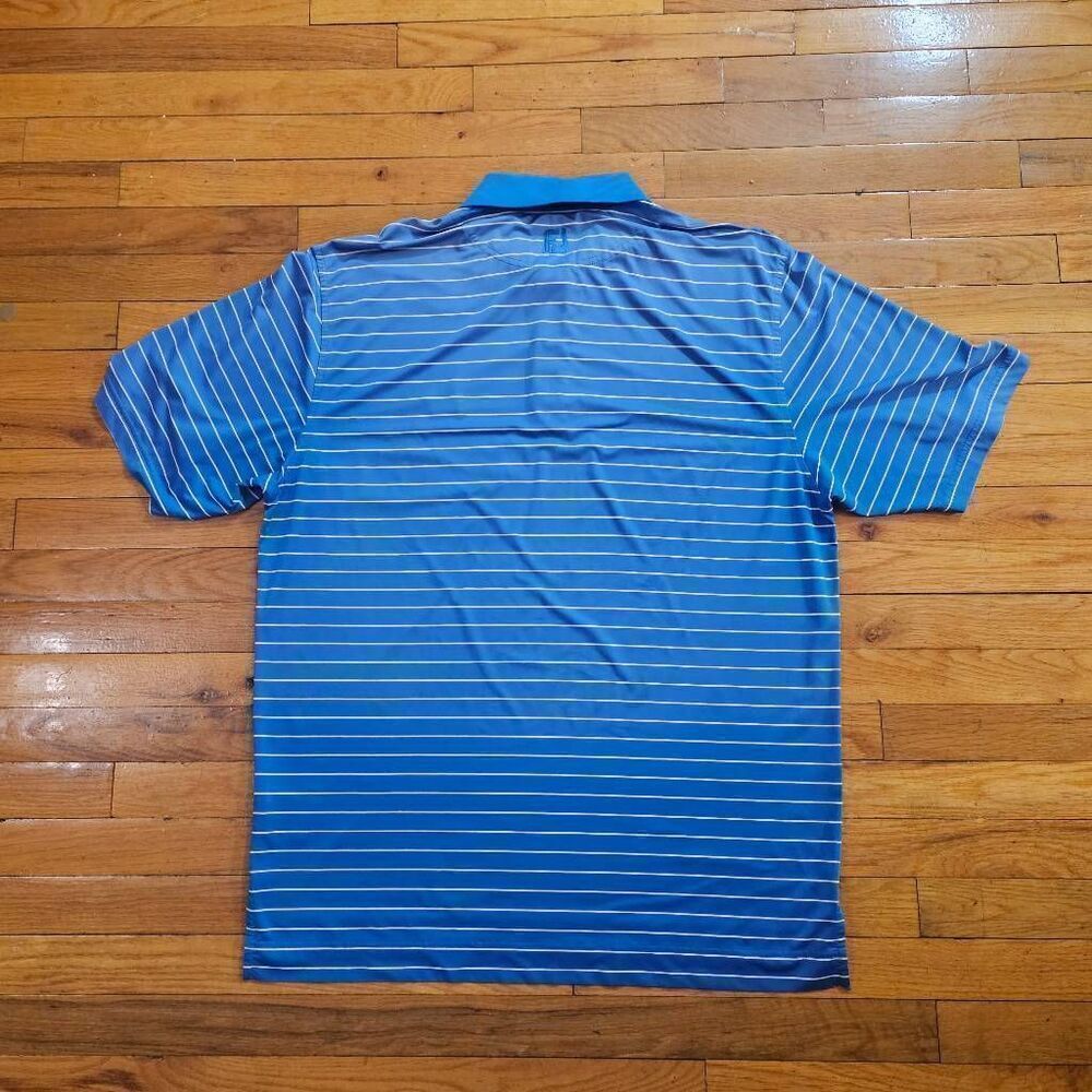 FootJoy Mens Large Blue Striped Stretch Golf Polo Shirt - Picture 2 of 7